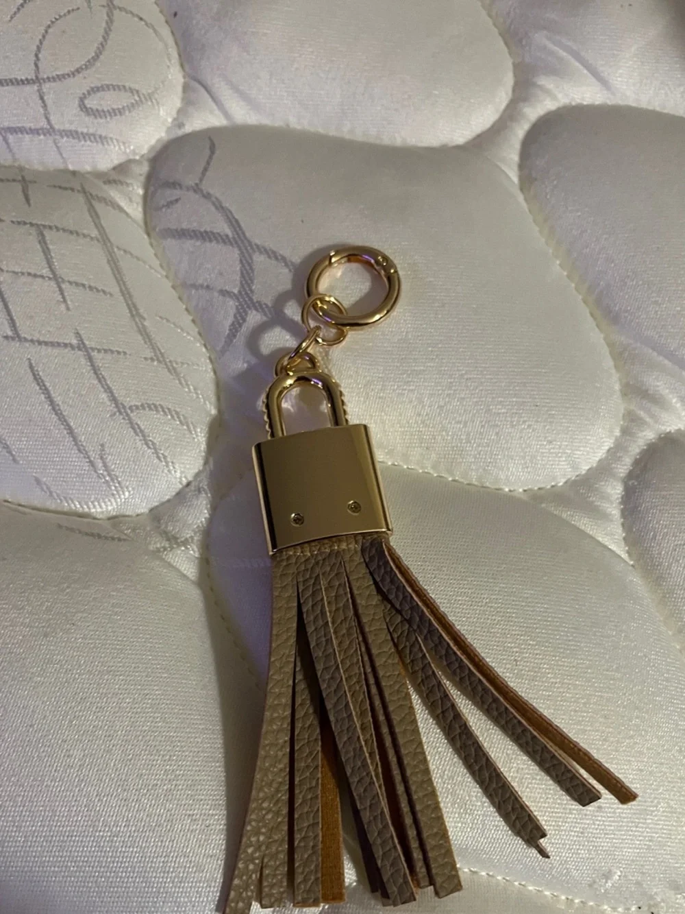 Louis Vuitton Taupe and Brown Leather Tassel Key Holder with Gold Hardware